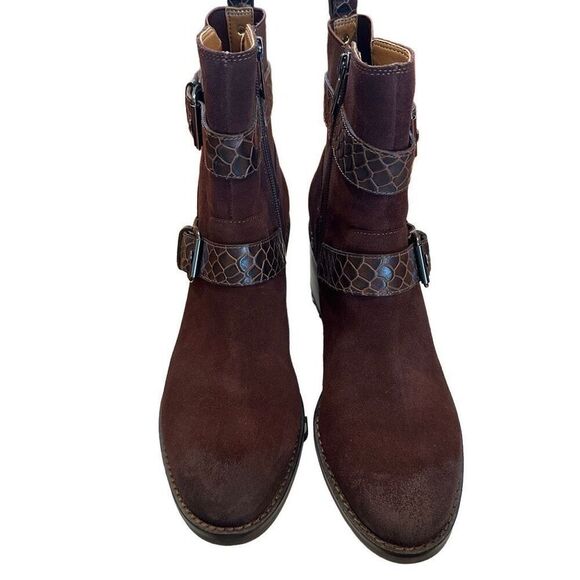 NWT Donald Pliner Brown Suede & Leather Boots- size 8.5 - Picture 3 of 9